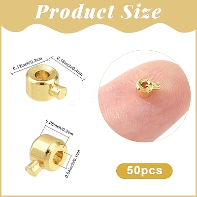 50Pcs Brass Crimp Beads KK-YW0003-69G-1