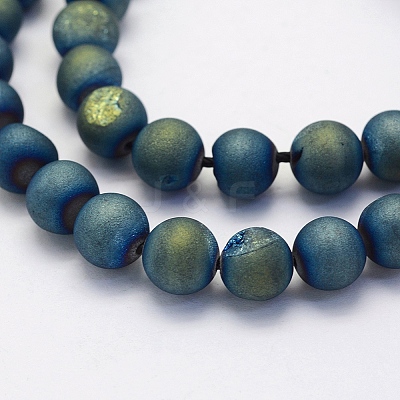 Electroplate Natural Druzy Agate Beads Strands X-G-G708-8mm-10-1