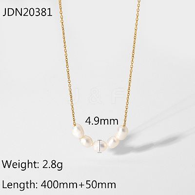 18K Gold Plated Stainless Steel Lock Collar Necklace with Natural Freshwater Pearl ST6721823-1