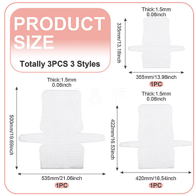 3Pcs 3 Styles Plastic Mesh Sheets FIND-TA0006-65-1