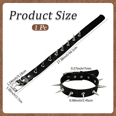 Punk Rock Style Alloy Spiked Rivet Imitation Leather Chocker Necklaces NJEW-WH20011-08C-P-1