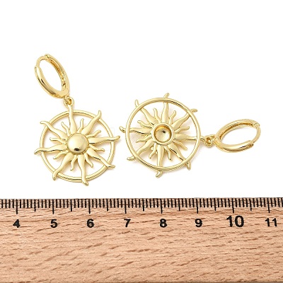 Sun Brass Hoop Earrings EJEW-H180-30C-G-1
