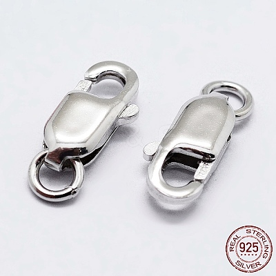 Anti-Tarnish Rhodium Plated 925 Sterling Silver Lobster Claw Clasps STER-K167-075E-P-1