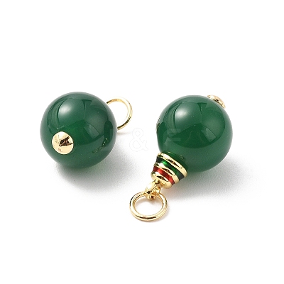 Natural Green Onyx Agate(Dyed & Heated) Round Pendants KK-L237-019G-1