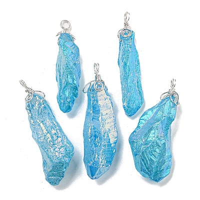 Electroplated Raw Rough Natural Quartz Crystal Big Pendants G-A229-02P-09-1