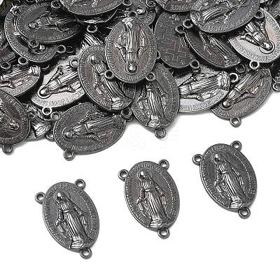 Holy Oval Carved Virgin Mary Tibetan Style Alloy Chandelier Component Links X-TIBEP-LF0961YKG-B-FF-1