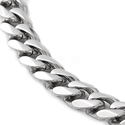 Non-Tarnish 304 Stainless Steel Cuban Link Chain Bracelet BJEW-C048-01P-1