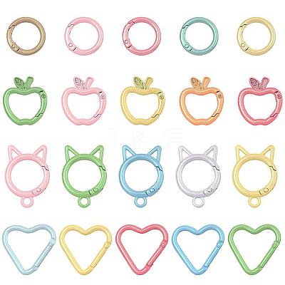 16Pcs Spray Painted Alloy Spring Gate Rings FIND-YW0010-86-1