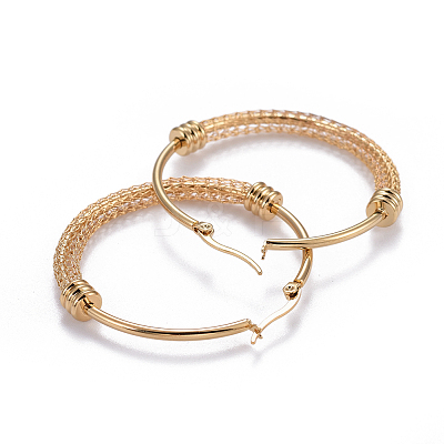 304 Stainless Steel Big Hoop Earrings EJEW-L232-032C-G-1