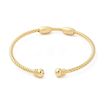 Rack Plating Brass Oval Beaded Cuff Bangle for Women BJEW-M298-13G-1