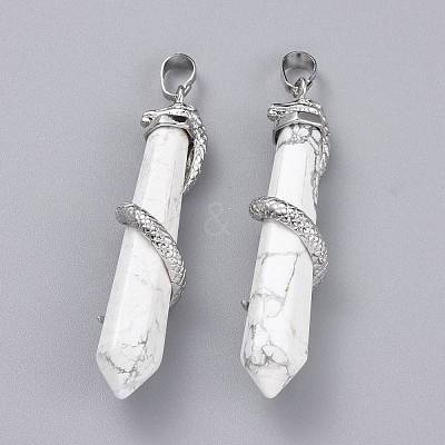 Natural Howlite Big Pointed Pendants G-F696-B14-1