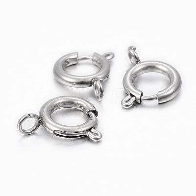 Tarnish Resistant 304 Stainless Steel Smooth Surface Spring Ring Clasps STAS-H396-C-02P-1