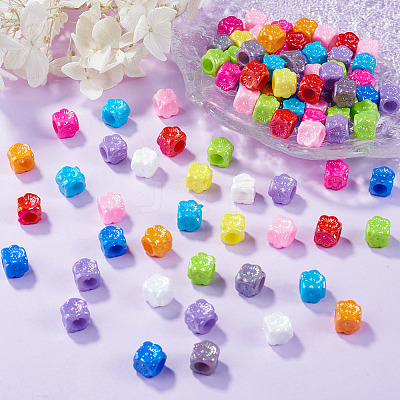 100Pcs Pearlized UV Plating Opaque Acrylic European Beads SACR-TA0001-77A-1
