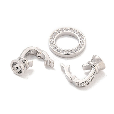 Brass Micro Pave CLear Cubic Zirconia Fold Over Clasps KK-Q814-01P-1