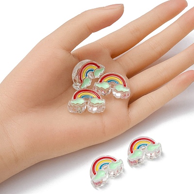 5Pcs Transparent Acrylic Enamel Beads OACR-YW0001-31C-1