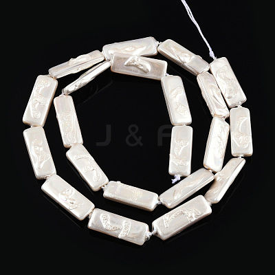 Plating Natural Freshwater Shell Beads Strands SHEL-N026-231-1