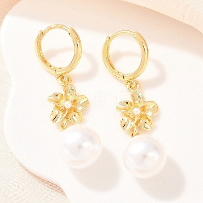 Valentine's Day Flower Brass Hoop Earrings EJEW-Z164-03G-1