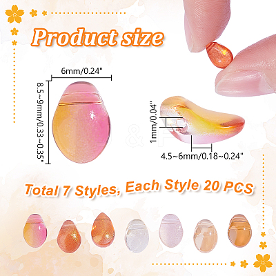 140Pcs 7 Style Transparent Spray Painted Glass Charms GLAA-GA0001-86-1