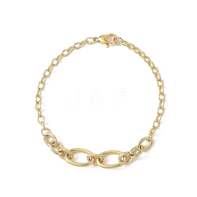 Brass Cable & Figaro Chain Bracelets for Women BJEW-JB12847-1
