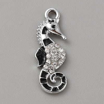 Alloy with Crystal Rhinestone & Black Enamel Pendants LS-FIND-WH0126-176D-P-1