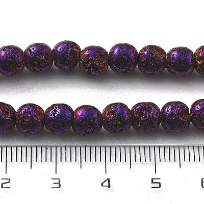 Electroplated Natural Lava Rock Beads Strands G-A251-B01-01G-1