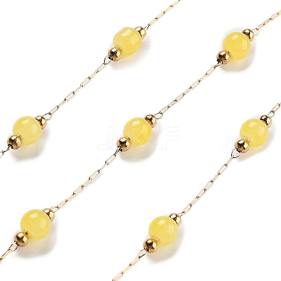 Handmade Round Dyed Natural Malaysia Jade Beaded Chains CHS-P019-08G-D-1