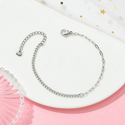 304 Stainless Steel Curb Chain & Paperclip Chain Bracelets BJEW-JB14161-02-1