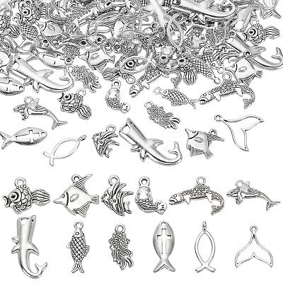 96Pcs 12 Styles Tibetan Style Zinc Alloy Pendants TIBEP-ME0001-15-1