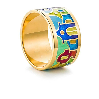 House Pattern Brass Enamel Finger Rings FS-WG03239-01-1