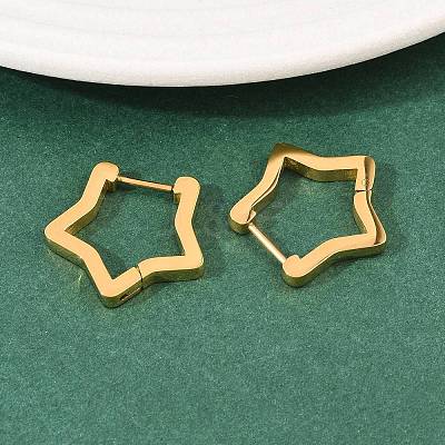 3304 Stainless Steel Star Hoop Earrings EJEW-P324-02G-1