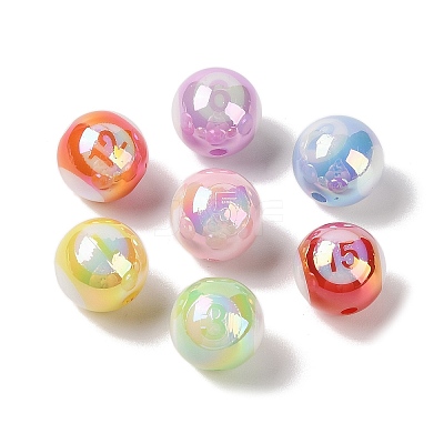 10Pcs UV Plating Colours Acrylic Beads OACR-S146-01C-1