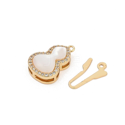 Gourd Brass Micro Pave Clear Cubic Zirconia Box Clasps LS-KK-U051-01G-05-1