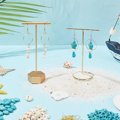 DIY Sea Aniaml Synthetic Turquoise Alloy Earrings/Bracelets Making Kits DIY-AR0004-12-1