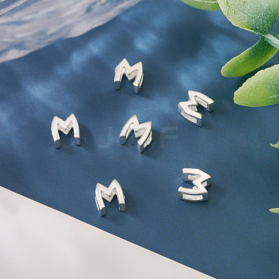 6Pcs 925 Sterling Silver Hollow Initial Beads STER-TA0001-53M-1