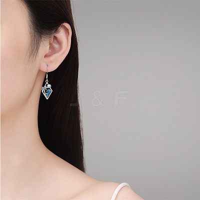 Brass Glass Dangle Earrings EJEW-B134-02-1