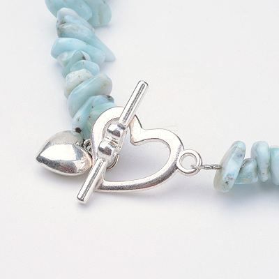 Natural Larimar Beaded Bracelets X-BJEW-JB02681-01-1
