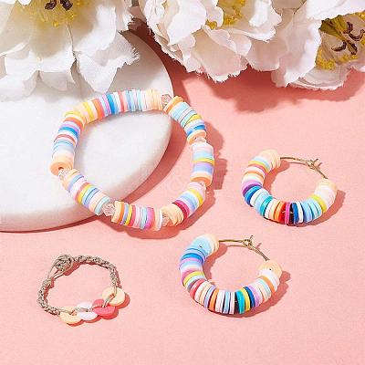 Flat Round Handmade Polymer Clay Bead Spacers X-CLAY-R067-4.0mm-35-1