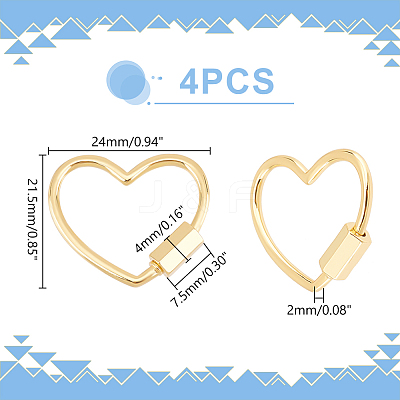 4Pcs Brass Screw Carabiner Lock Charms KK-UN0001-98-1