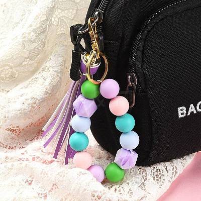DIY Tassel & Silicone Beaded Keychain Making Kit DIY-YW0008-57-1