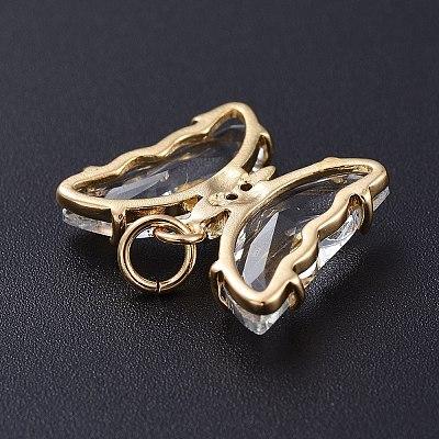 Brass Micro Pave Clear Cubic Zirconia Pendant ZIRC-P079-B02-17-1
