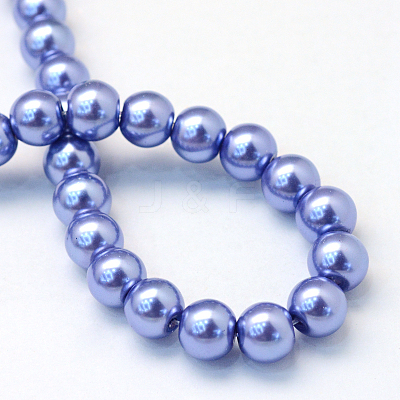 Baking Paint Pearlized Glass Pearl Round Bead Strands HY-Q003-6mm-09-1