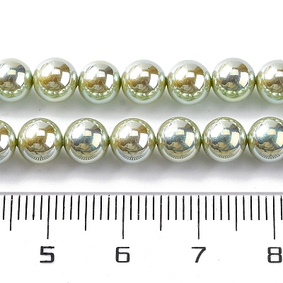 UV Plating Pearlized Glass Pearl Beads Strands GLAA-F128-01A-T14-1