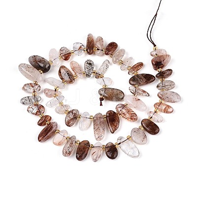 Natural Black Gold Rutilated Quartz Beads Strands G-Z091-A29-1