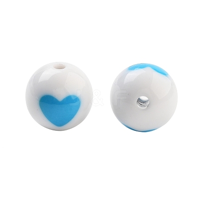 Opaque Printed Acrylic Beads OACR-G038-05B-1