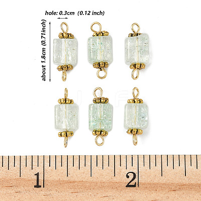 10Pcs Transparent Crackled Glass Cube Connector Charms PALLOY-JF03945-1