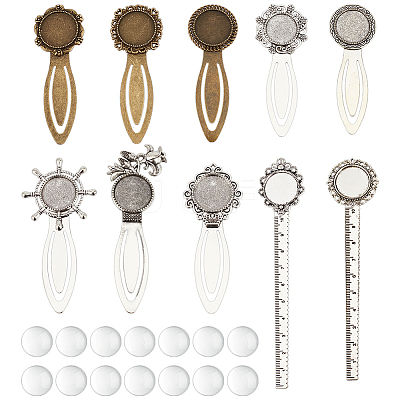 38pcs 14 Styles Alloy with  Iron Bookmark Cabochon Setting FIND-NB0005-25-1