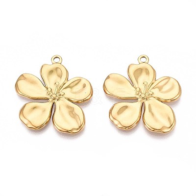 304 Stainless Steel Flower Pendants X-STAS-T067-30G-1