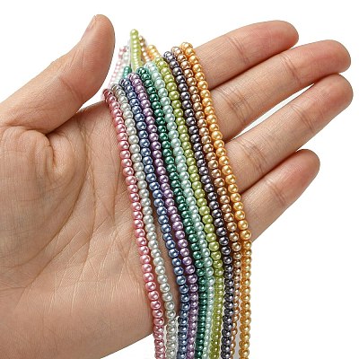 Eco-Friendly Dyed Glass Pearl Round Beads Strands HY-A002-3mm-M-1