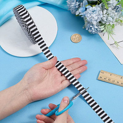 Polyester Stripe Pattern Ribbon OCOR-WH0078-526B-02-1