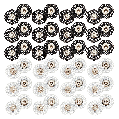 24 Sets 2 Colors Zinc Alloy Snap Buttons BUTT-NB0001-50-1